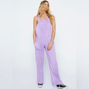 NWT Nasty Gal Twill Loose Fit Overalls in Lilac - Size 6